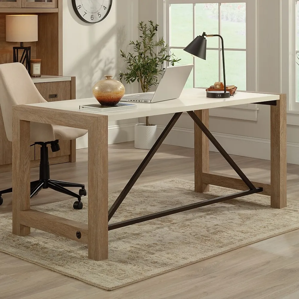 Computer Desks*Sauder Dixon City 66"W Executive Business Desk, Brushed Oak (432892)