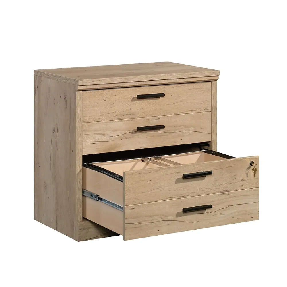 File Cabinets*Sauder Mason Peak Commercial 2-Drawer Lateral File Cabinet, Letter/Legal Size, Lockable, 31"W x 19"D, Prime Oak (427827)