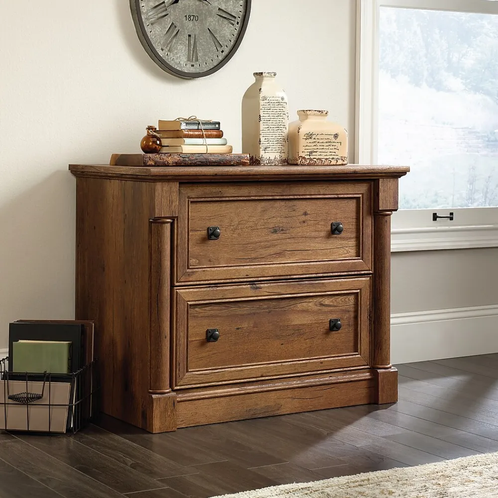 File Cabinets*Sauder Palladia 2-Drawer Lateral File Cabinet, Letter/Legal Size, 30"H x 37"W x 22"D, Vintage Oak (420607)