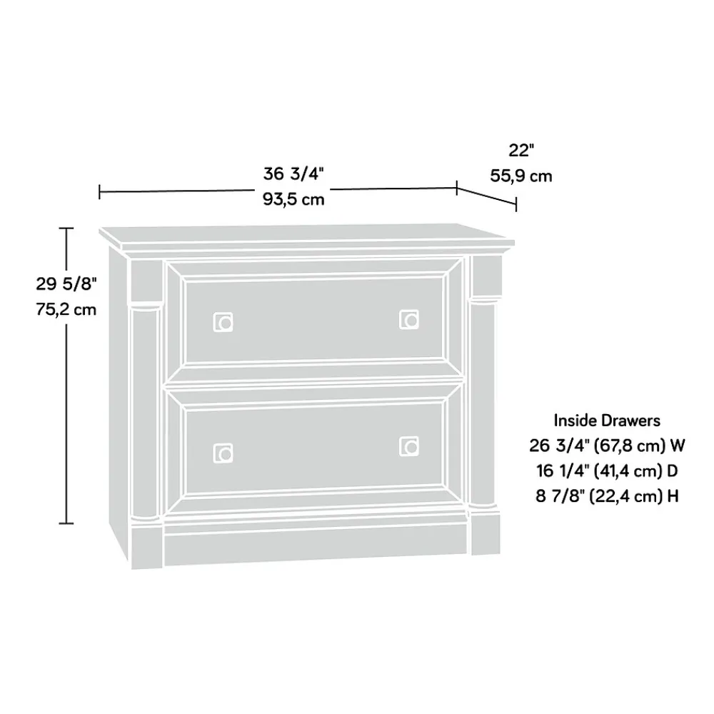 File Cabinets*Sauder Palladia 2-Drawer Lateral File Cabinet, Letter/Legal Size, 30"H x 37"W x 22"D, Vintage Oak (420607)