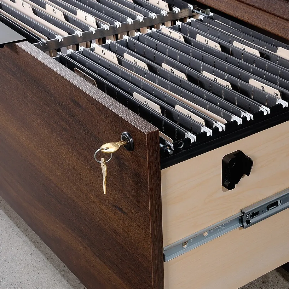 File Cabinets*Sauder Palo Alto Commercial 2-Drawer Lateral File Cabinet, Letter/Legal Size, Lockable, 31"W x 19"D, Spiced Mahogany (427822)