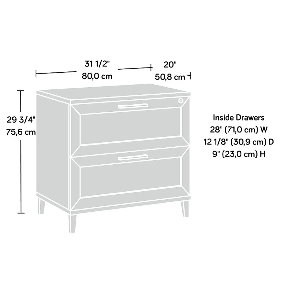 File Cabinets*Sauder Tiffin Line Commercial 2-Drawer Lateral File Cabinet, Letter/Legal Size, Lockable, 31"W x 20"D, Raven Oak (433269)