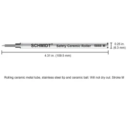 Pens|Schmidt Ink Schmidt 888 Safety Ceramic Rollerball Metal Tube Refill, Fits Universal Pens, Medium, Blue, 2 Pack (SC58105)