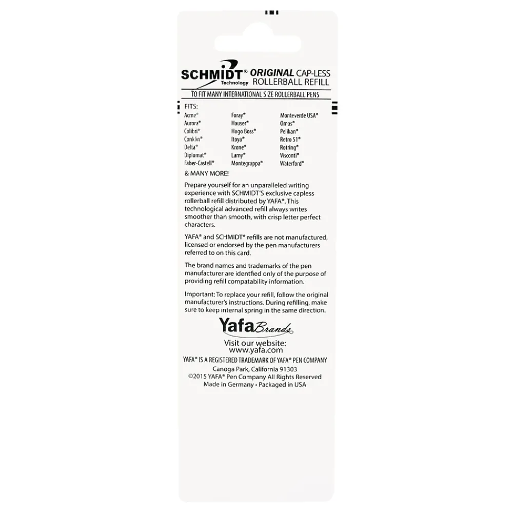 Pens|Schmidt Ink Schmidt 888 Safety Ceramic Rollerball Metal Tube Refill, Fits Universal Pens, Fine, Red, 2 Pack (SC58102)