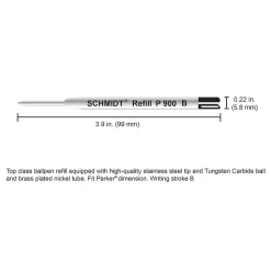 Pens|Schmidt Ink Schmidt P900 Ballpoint TC Ball Parker Style Refill, fits Parker ballpoint pens, Broad, Blue, 2 Pack (SC58142)