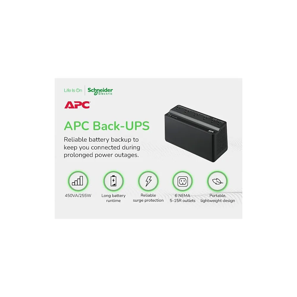 Schneider Electric Back-UPS 450 Standby UPS, Black (BN450M)