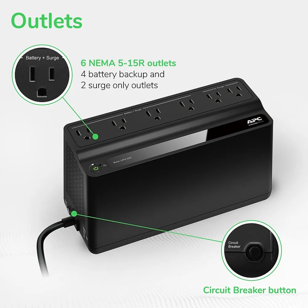 Schneider Electric Back-UPS 450 Standby UPS, Black (BN450M)