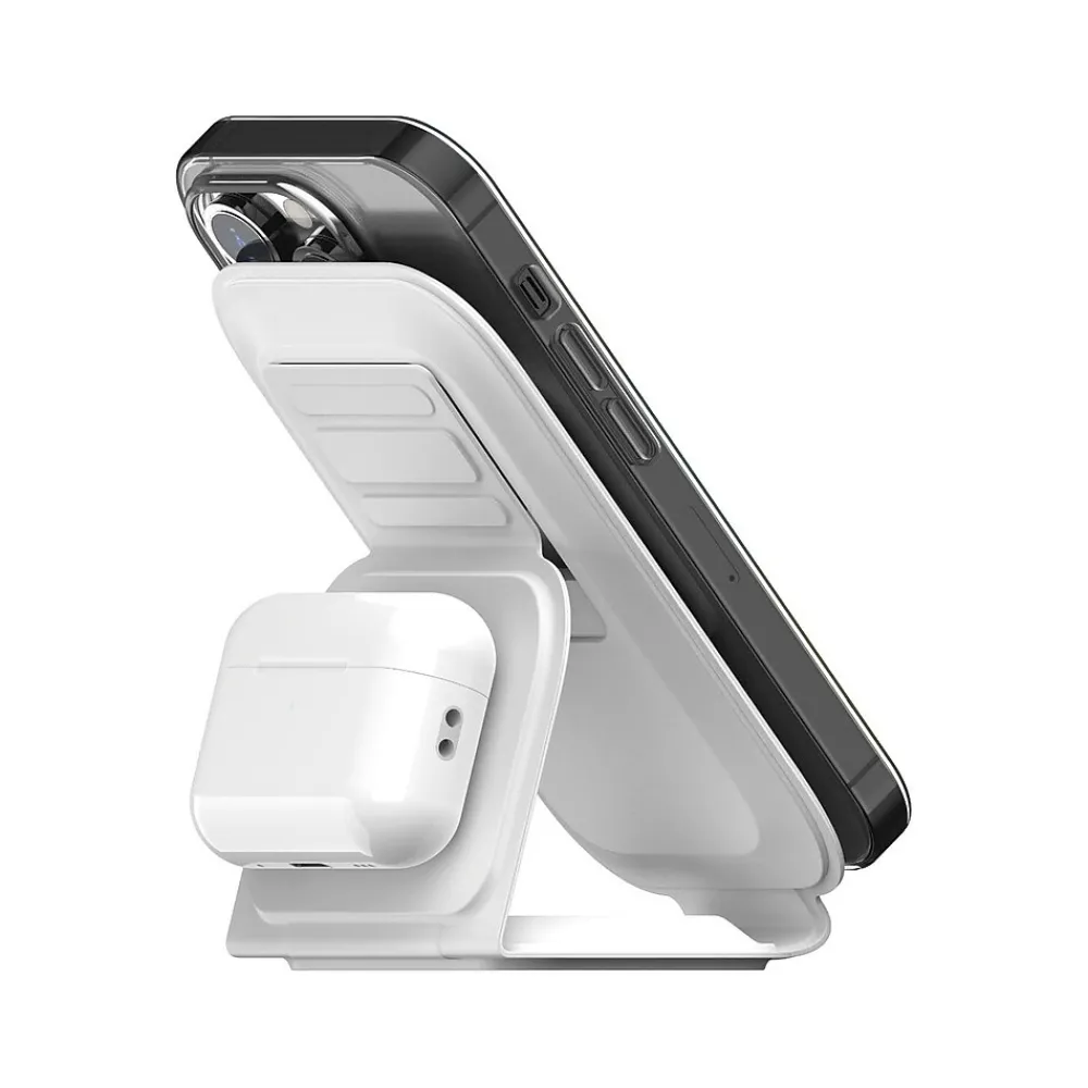 BASECHARGE MS Fold-N-Go Wireless Charging Stand, White (MSQFG2N1WT)<scosche