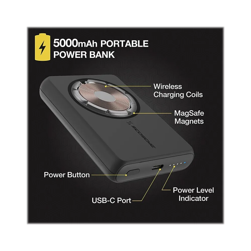 GoBat MagSafe Wireless Power Bank, 5000mAh, Black (PBQ5MS-SP)<scosche Discount