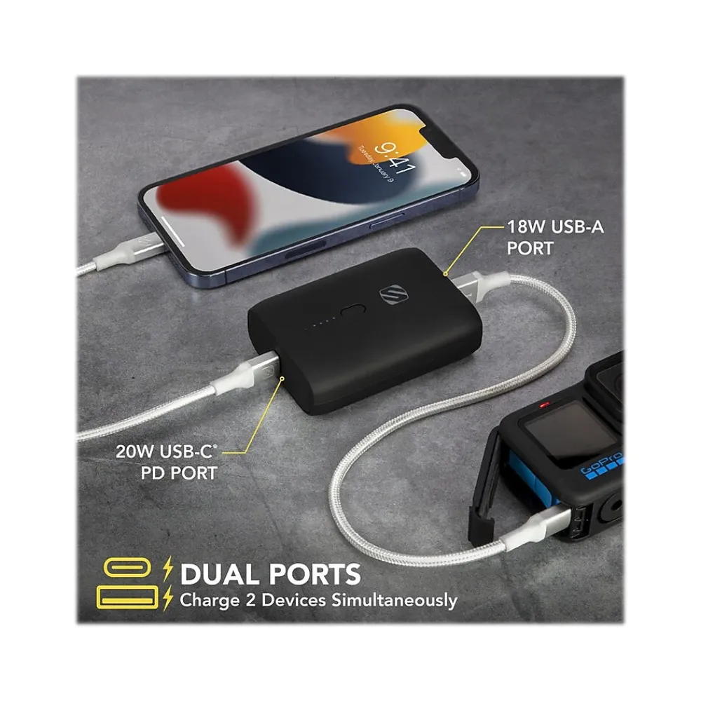 GoBat USB Dual-Port Power Bank, 10000mAh, Black (PB10PD-SP)<scosche New