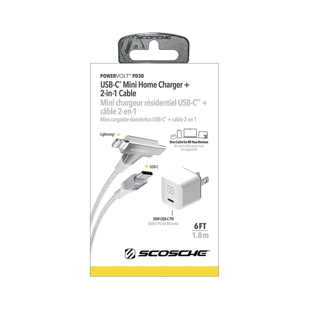 PowerVolt USB Type-C and Lightning Charging Cable, 6ft., White (HPD30HH6WT-SP)<scosche Outlet