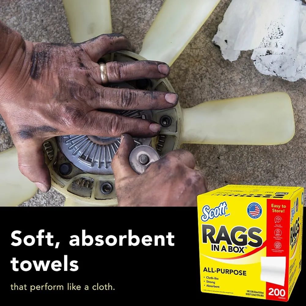 Scot Rags in a Box, 9" x 12", White, 200 Sheets/Box, 8 Boxes/Carton (75260)<Scott Best