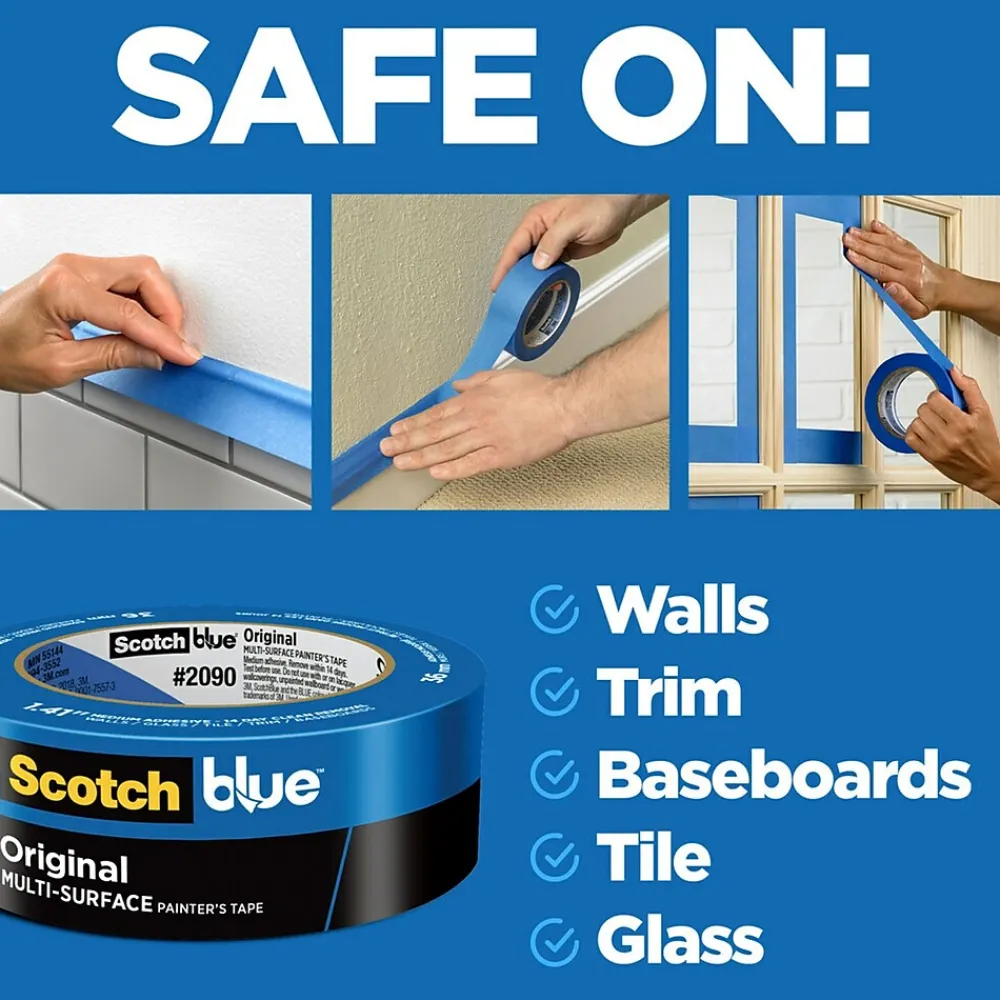 Discount Scotch Blue Painter's Masking Tape, Blue, 3" Core, 1" x 60yds. (2090)