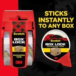 Sale Scotch Box Lock Shipping Packing Tape with Refillable Dispenser, 1.88 in x 54.6 yds., Clear (3950-RD)