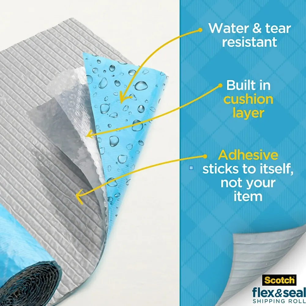 Hot Scotch ™ Flex & Seal Shipping Roll Self-Sealing Padded Mailer, 15" x 200', Blue (FS-15200)