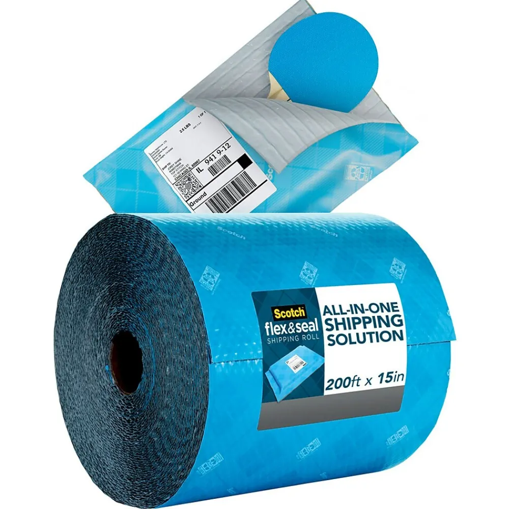 Hot Scotch ™ Flex & Seal Shipping Roll Self-Sealing Padded Mailer, 15" x 200', Blue (FS-15200)