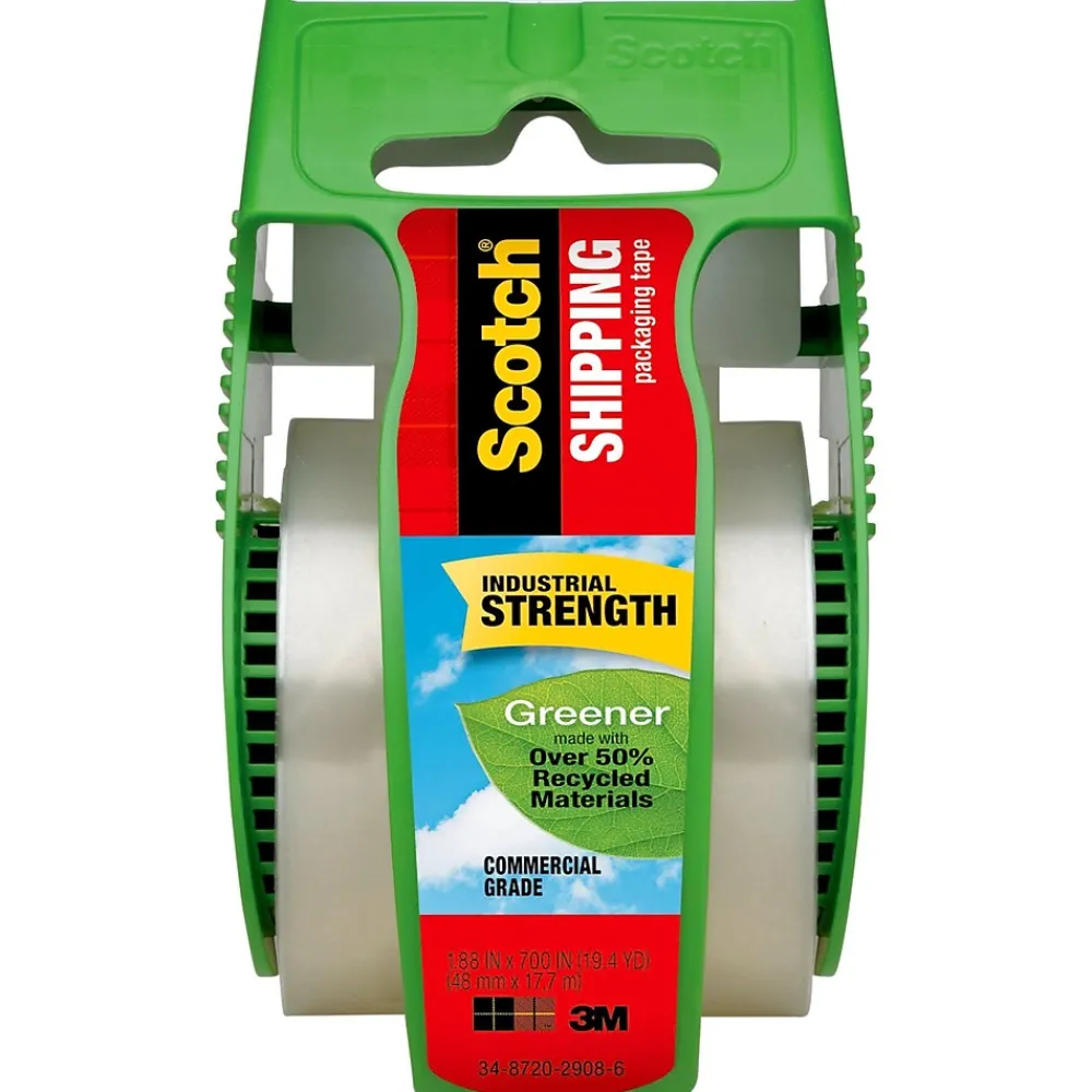 Discount Scotch Greener Commercial Grade Packaging Tape with Dispenser, 1.88" x 19.4 yds., Clear (175G)