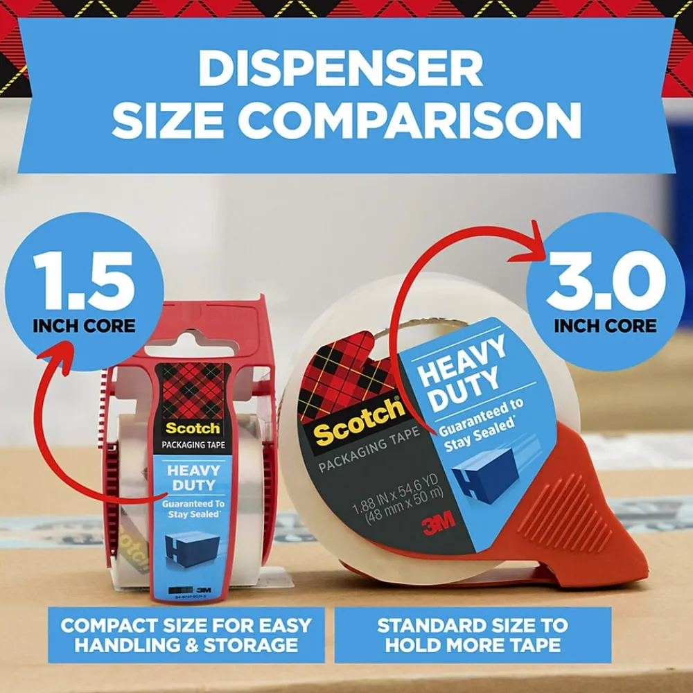 Clearance Scotch Heavy Duty Packing Tape with Dispenser, 1.88" x 22.2 yds., Clear, 6/Pack (142-6)