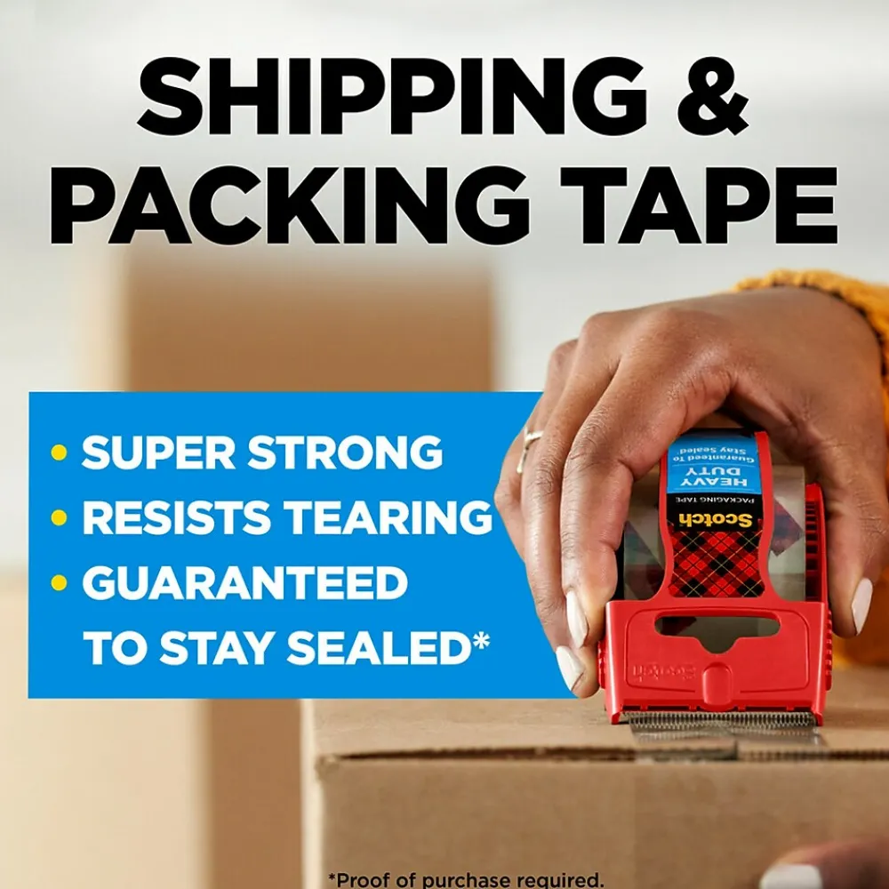 Clearance Scotch Heavy Duty Packing Tape with Dispenser, 1.88" x 22.2 yds., Clear, 6/Pack (142-6)