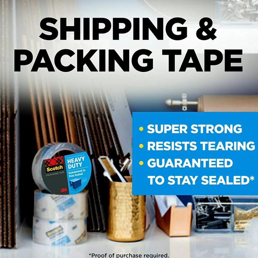 Scotch Heavy-Duty Heavy Duty Packing Tape, 1.88" x 43.7 yds., Clear, 6/Pack (3850-40-6)