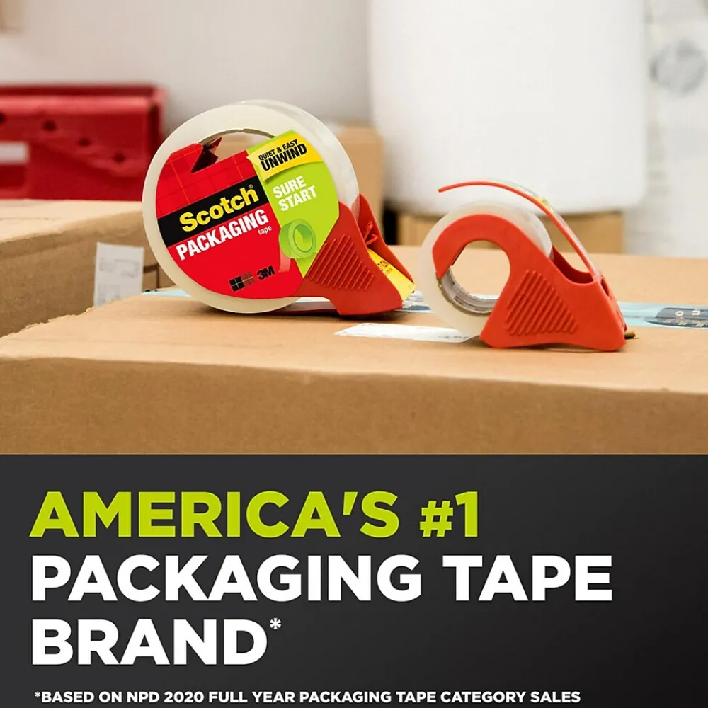 Clearance Scotch Sure Start Packing Tape, 1.88" x 25 yds., Clear, 6/Pack (DP1000RF6)