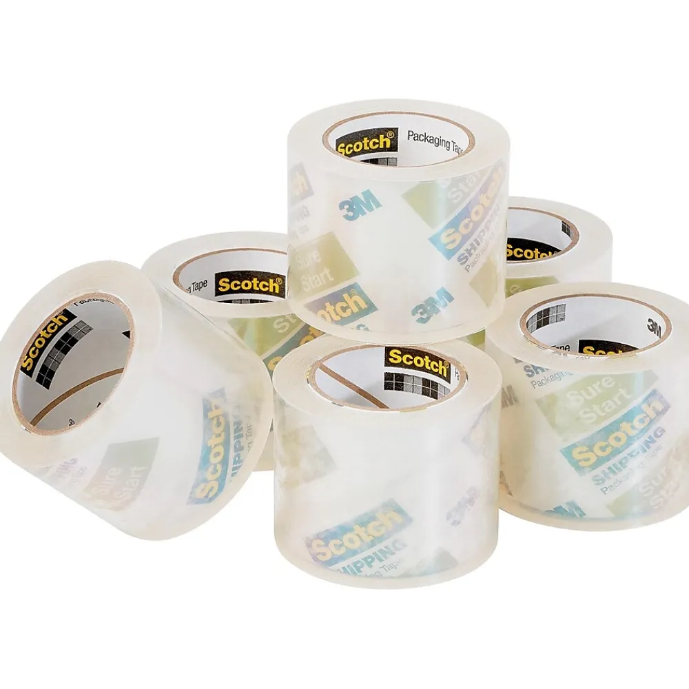 Clearance Scotch Sure Start Packing Tape, 1.88" x 25 yds., Clear, 6/Pack (DP1000RF6)