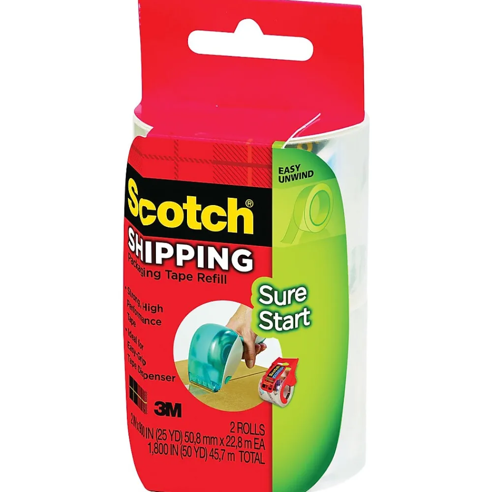 Outlet Scotch ® Sure Start Shipping Tape, 1.88" x 25 yds., 2 Refill Rolls for DP-1000 Dispenser/Pack (DP-1000-RR-2)