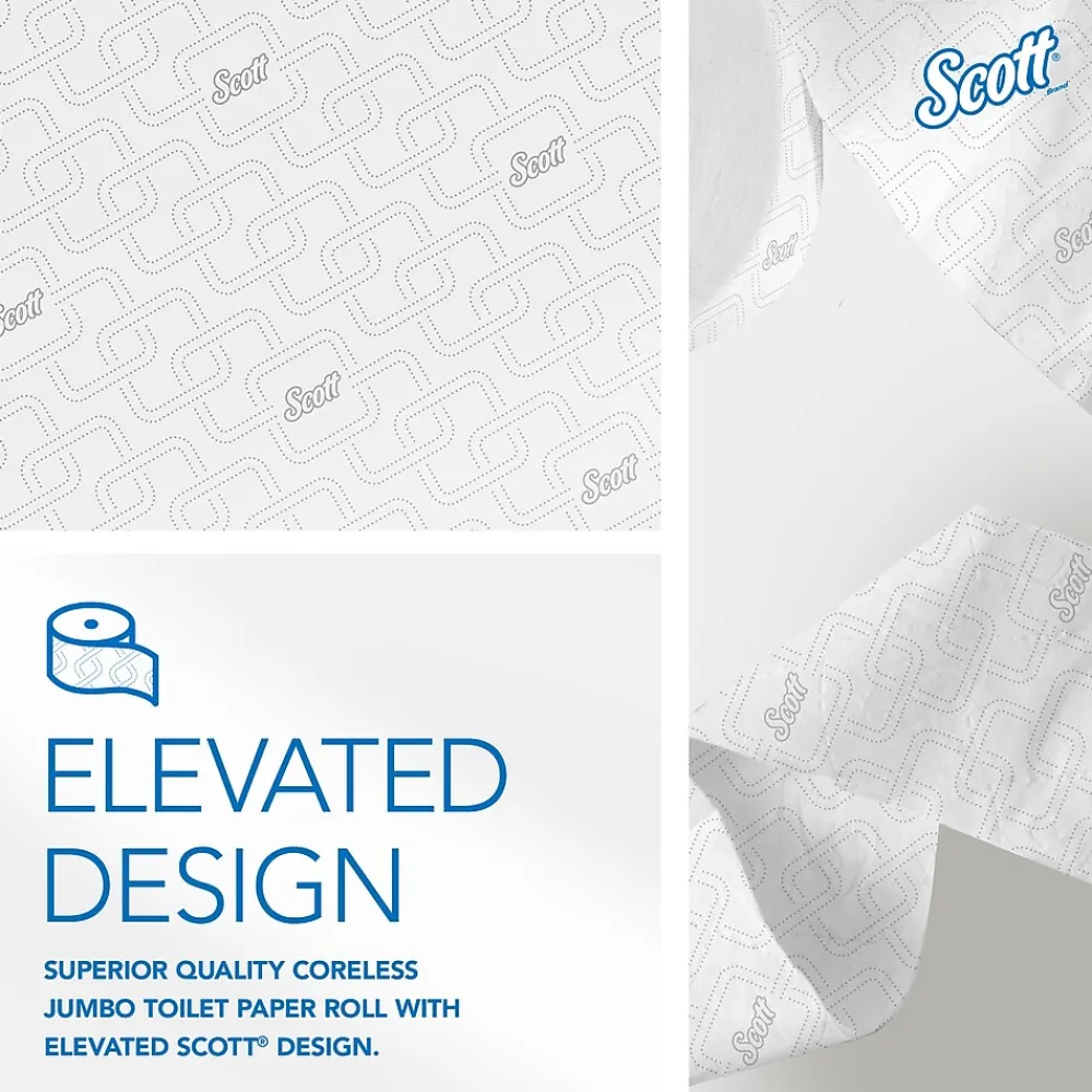 Essential JRT Recycled Coreless Toilet Paper, 2-ply, White, 12 Rolls/Case (07006)<Scott Hot