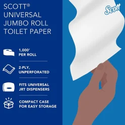 Essential Recycled Jumbo Toilet Paper, 2-ply, White, 4 Rolls/Case (03148)<Scott Discount