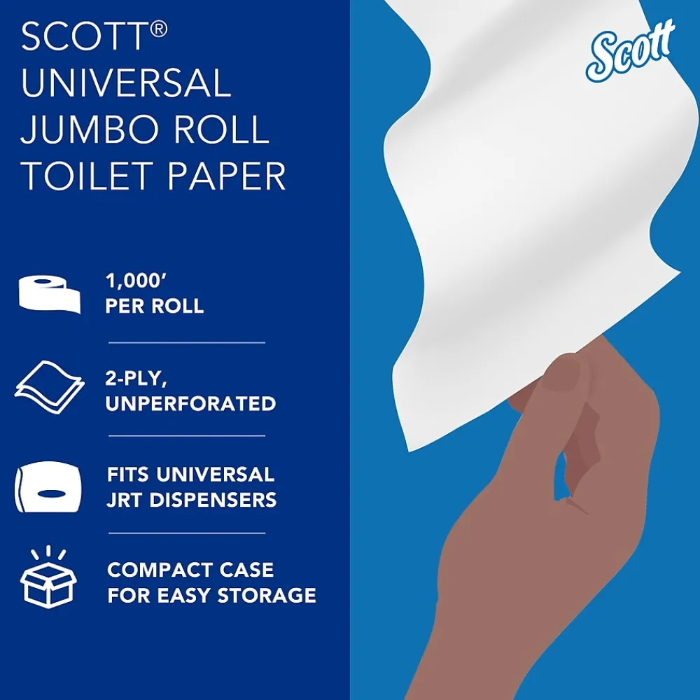 Essential Recycled Jumbo Toilet Paper, 2-ply, White, 4 Rolls/Case (03148)<Scott Discount