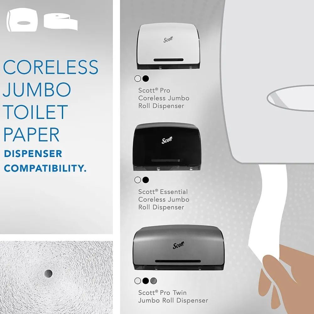 Essential Recycled Coreless Toilet Paper, 1-ply, White, 12 Rolls/Case (07005)<Scott Discount