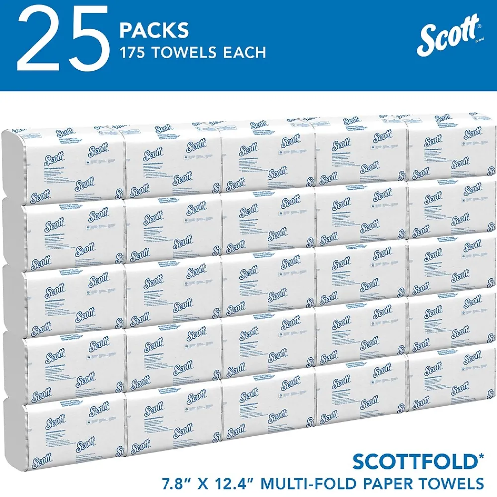 Scott Pro fold Recycled Multifold Paper Towels, 1-ply, 175 Sheets/Pack, 25 Packs/Carton (01960)