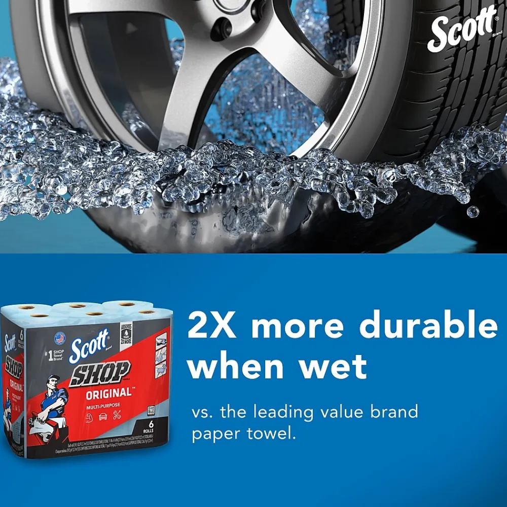 Shop Towels Original, 9.4" x 11", Blue, 55 Towels/Roll, 24 Rolls/Carton (75180CT)<Scott Outlet