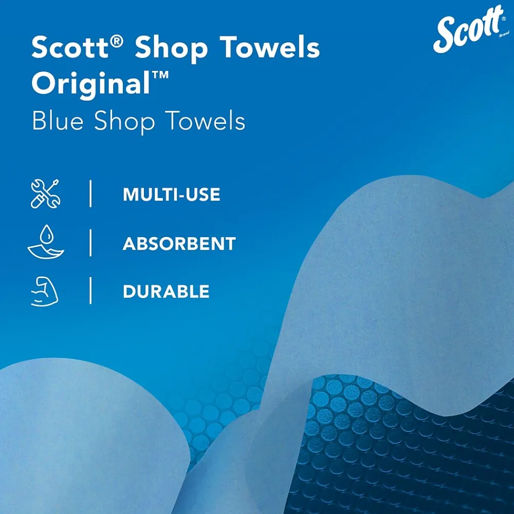 Shop Towels Original, 9.4" x 11", Blue, 55 Sheets/Roll, 6 Rolls/Pack (75180)<Scott Discount