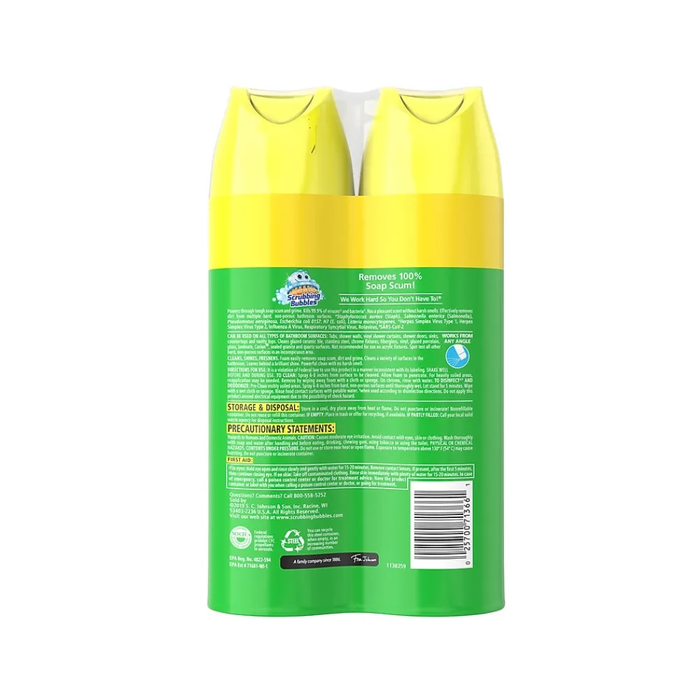 Bathroom Grime Fighter Disinfecting Surface Cleaner Aerosol, Citrus Scent, 20 oz., 2/Pack (306381)<Scrubbing bubbles Best