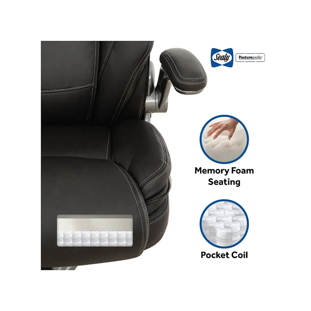 Office Chairs*Sealy Posturepedic Axel Swivel Executive Office Chair, Dark Grey (64626)
