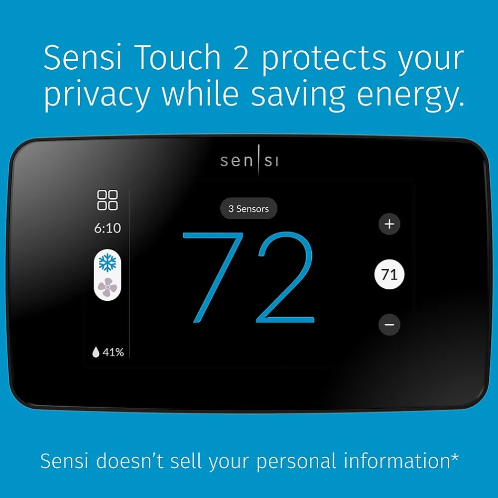 Emerson Sensi Touch 2 Smart Programmable Wi-Fi Thermostat, Works with Alexa, Black Beveled Edge (ST76)