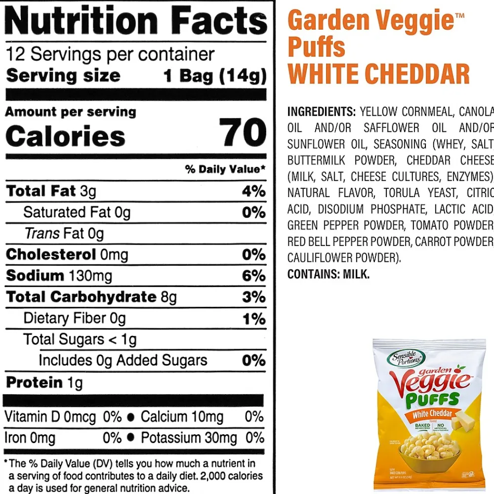 Sensible Portions Garden Veggie Puffs Variety Pack 0.5 oz., 30/Pack (325-00014)