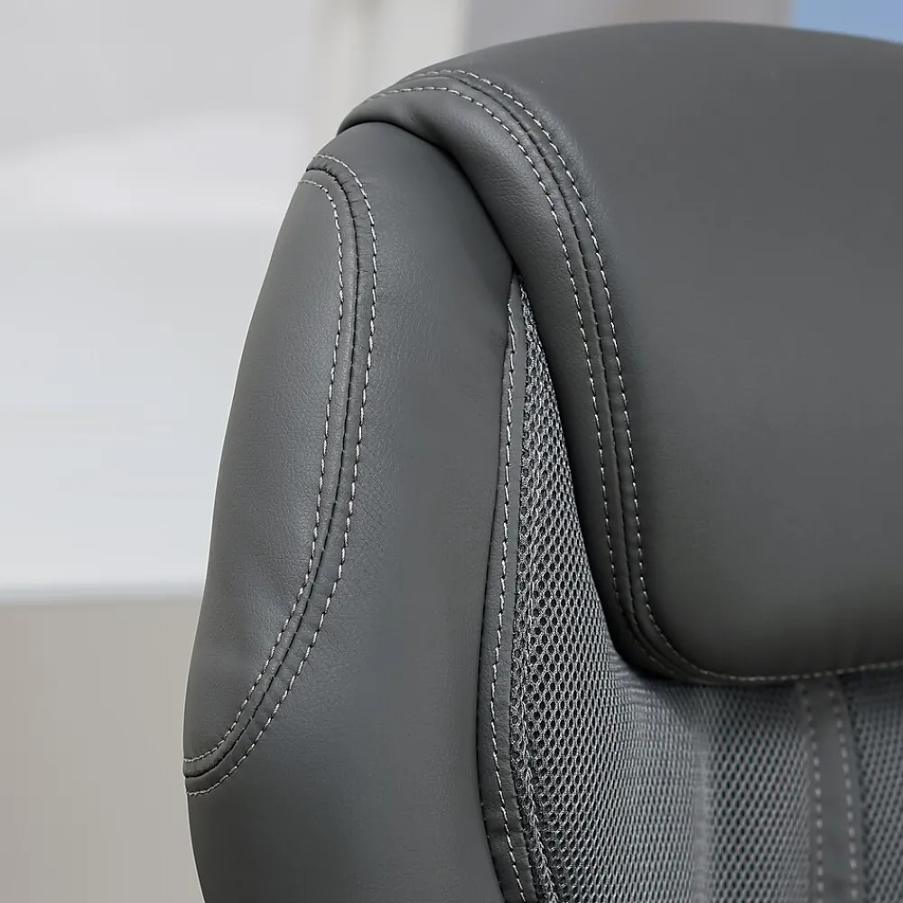 Office Chairs*Serta Amplify Ergonomic Faux Leather Swivel Executive Chair, Light Gray (43673C)