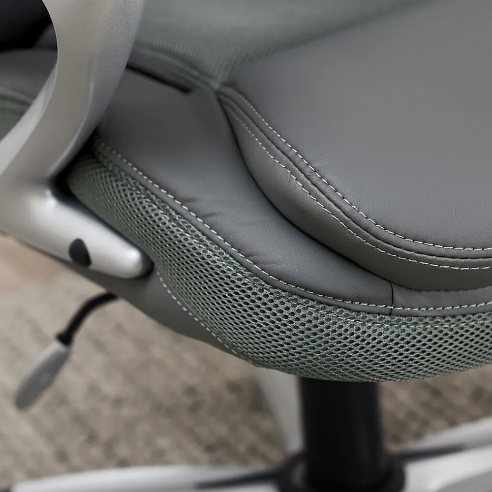 Office Chairs*Serta Amplify Ergonomic Faux Leather Swivel Executive Chair, Light Gray (43673C)