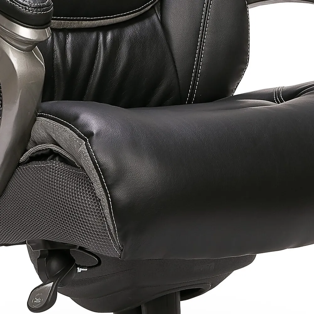 Office Chairs*Serta Big & Tall Ergonomic Bonded Leather Swivel Executive Chair, Black/Silver (44951)