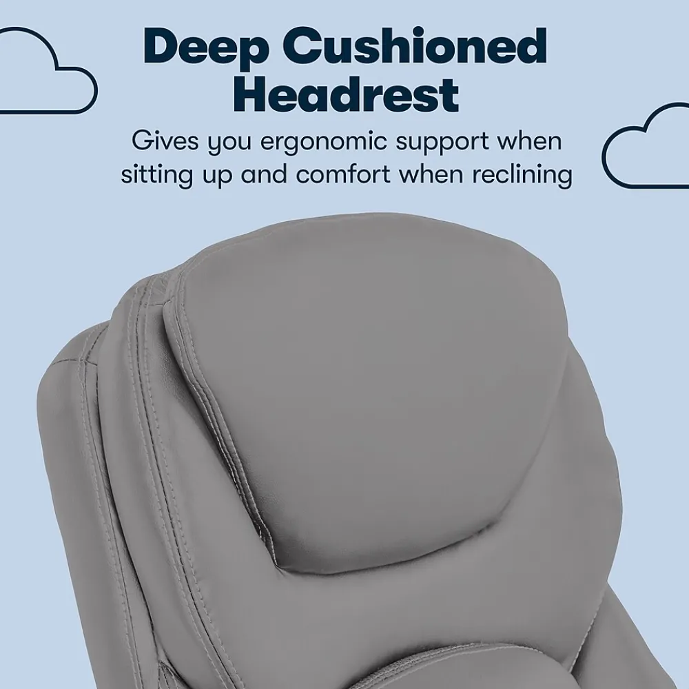 Ergonomic Chairs*Serta Claremont Ergonomic Faux Leather Swivel Executive Chair with Back in Motion Technology, (44186A) Gray
