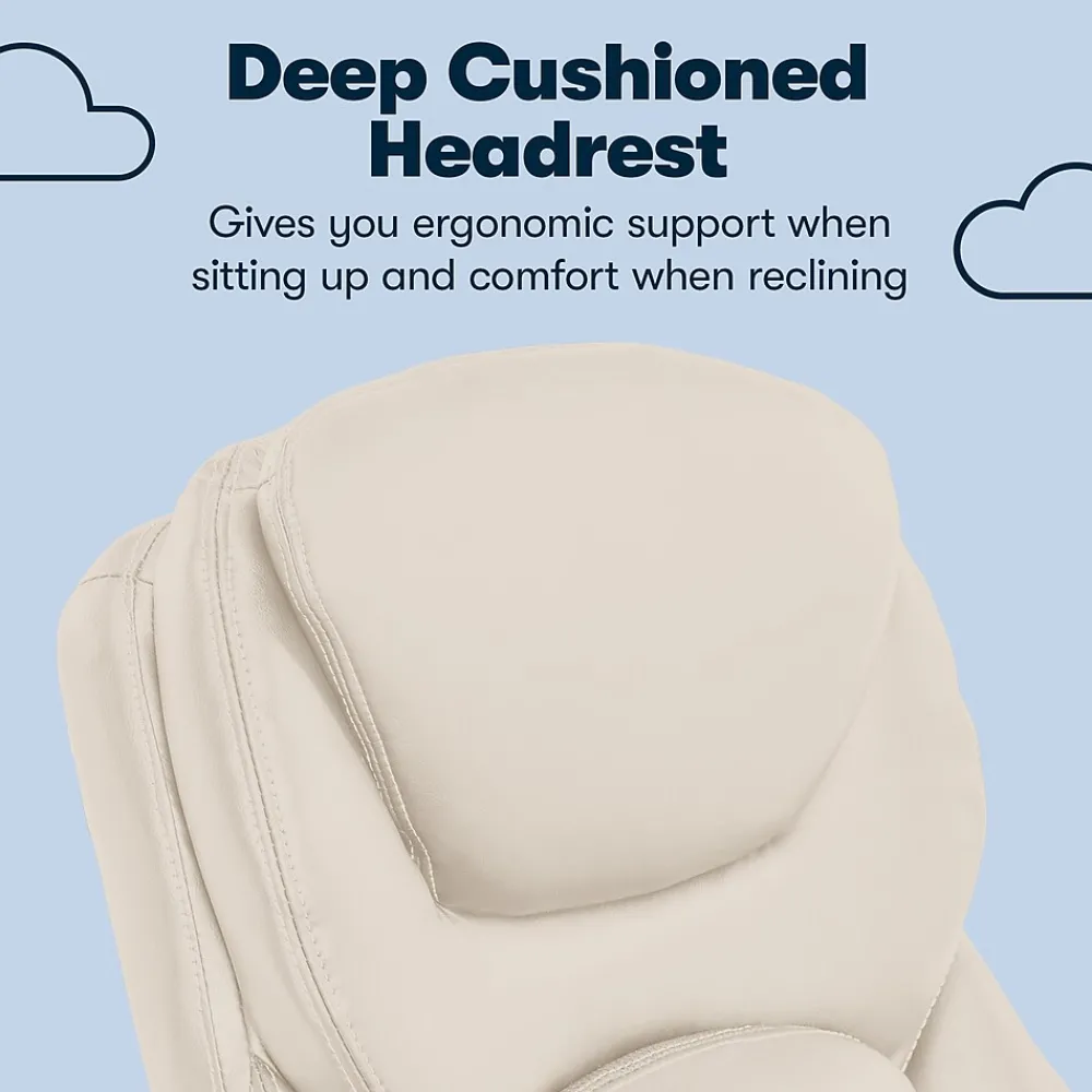 Ergonomic Chairs*Serta Claremont Ergonomic Faux Leather Swivel Executive Chair with Back in Motion Technology, (44186C) Ivory