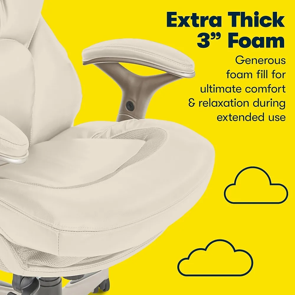 Ergonomic Chairs*Serta Claremont Ergonomic Faux Leather Swivel Executive Chair with Back in Motion Technology, (44186C) Ivory