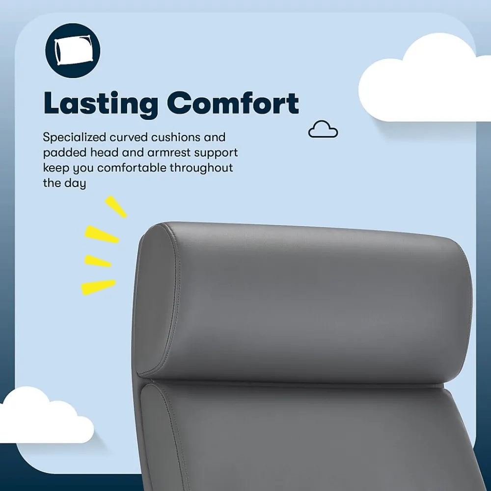 Office Chairs*Serta Comfort Big & Tall Ergonomic Bonded Leather Swivel Executive Chair, Gray (CHR10131C)