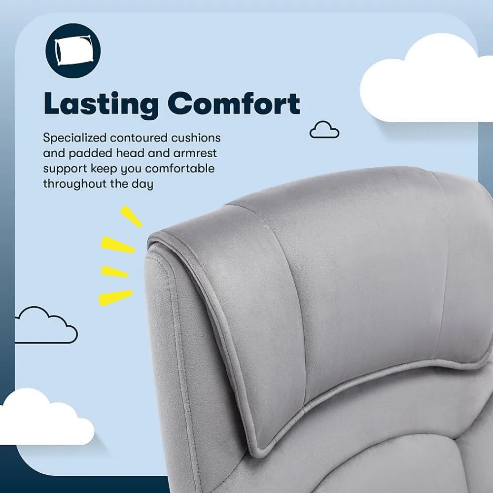 Office Chairs*Serta Comfort Classic Ergonomic Velvet Fabric Swivel Executive Chair, Gray (CCHR10005A)