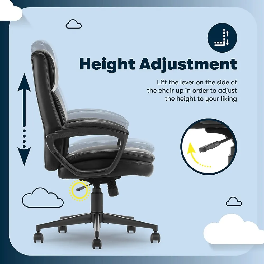 Office Chairs*Serta Comfort Ergo Ergonomic Bonded Leather Swivel Executive Chair, Black (CCHR10016B)