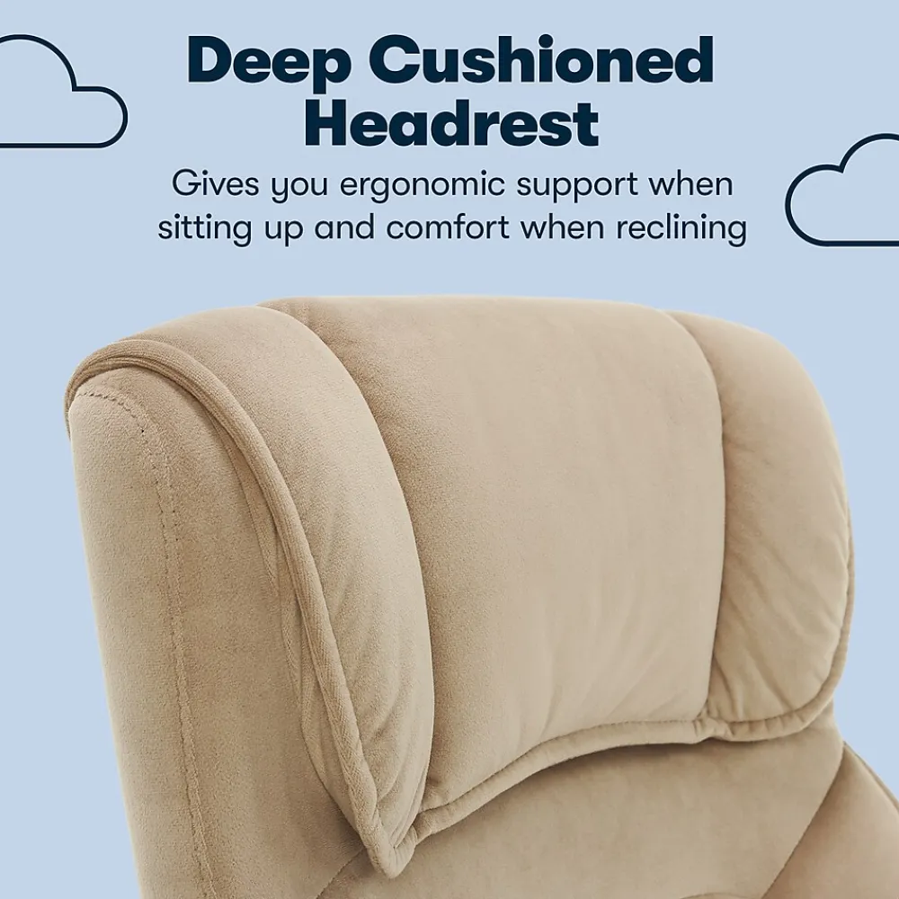 Office Chairs*Serta Executive Office Chair, Microfiber, Light Beige, Seat Size: 20.75''W x 19.5"D, Back Size: 20.25"W x 26.50"H (CHR200002)