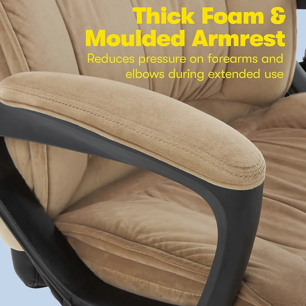 Office Chairs*Serta Executive Office Chair, Microfiber, Light Beige, Seat Size: 20.75''W x 19.5"D, Back Size: 20.25"W x 26.50"H (CHR200002)