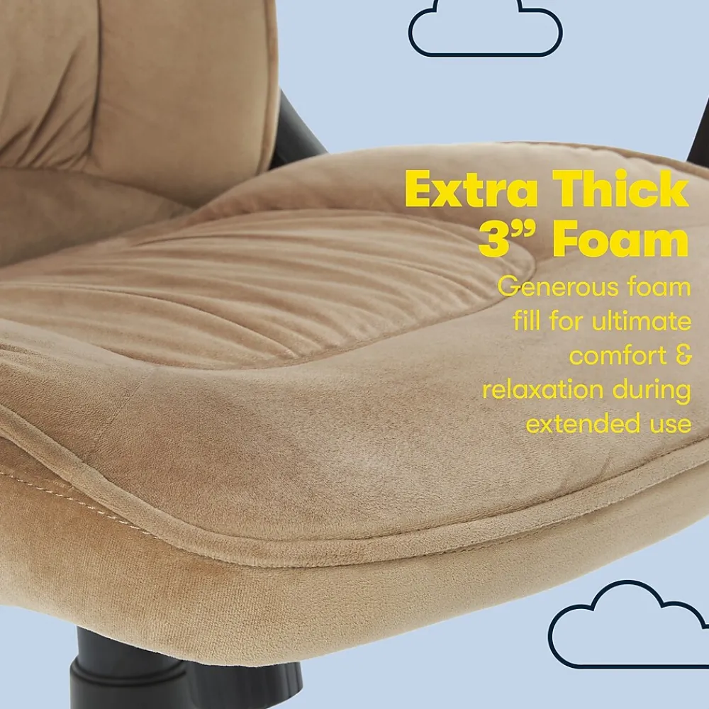 Office Chairs*Serta Executive Office Chair, Microfiber, Light Beige, Seat Size: 20.75''W x 19.5"D, Back Size: 20.25"W x 26.50"H (CHR200002)